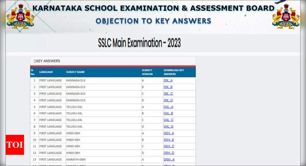 KSEEB Karnataka SSLC Answer Key 2023 released; download here