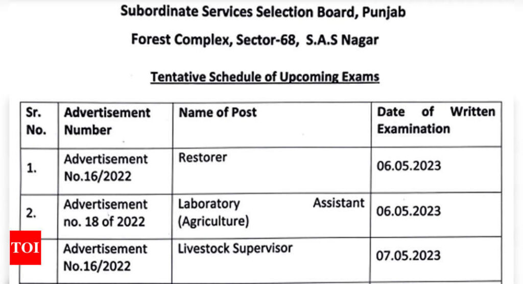 PSSSB Exam Calender 2023 released, Patwari exam to be held on May 14; download here