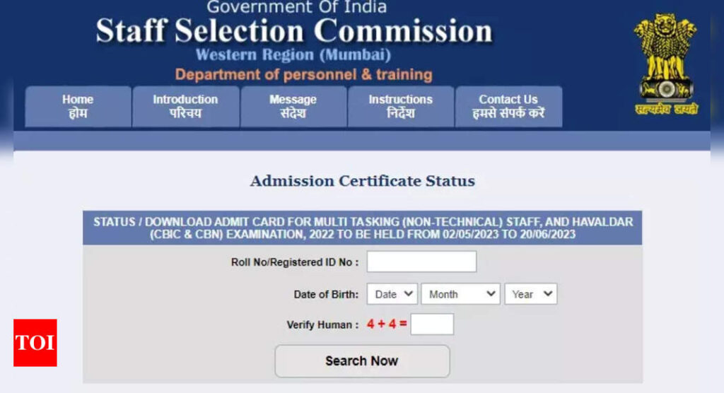 SSC MTS Admit Card 2023 released for western region on ssc.nic.in, download here