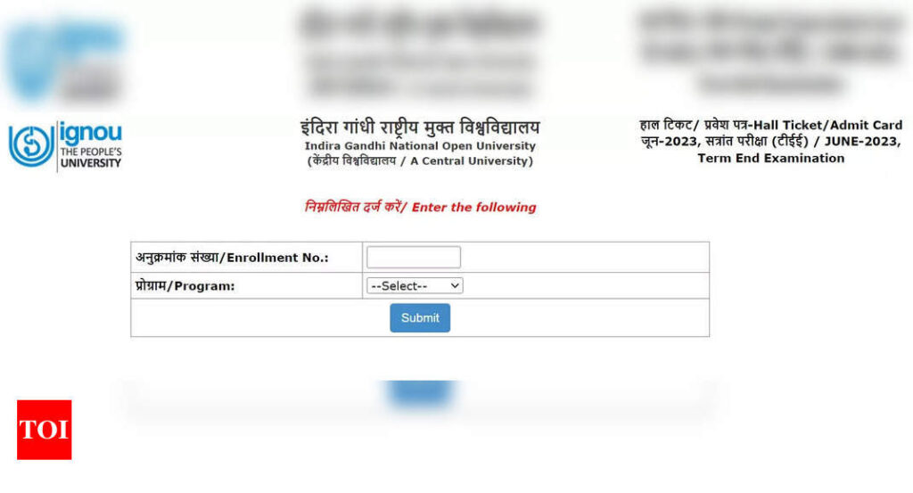 IGNOU June TEE 2023 admit card released on ignou.ac.in, download link here