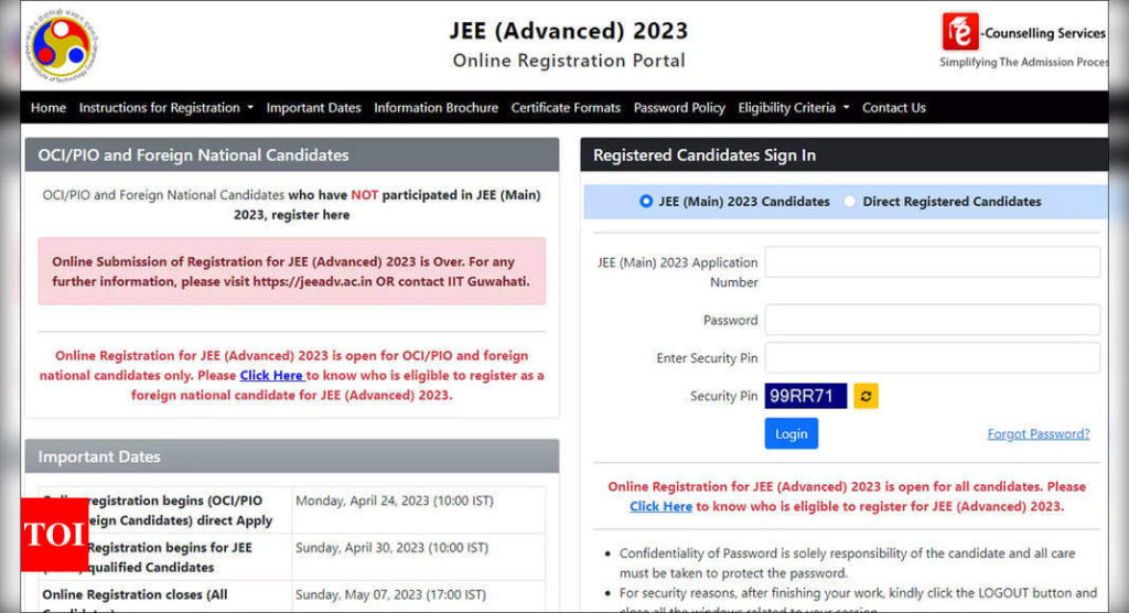 JEE Advanced Admit Card: IIT Guwahati releases admit card for JEE Advanced 2023 examination today