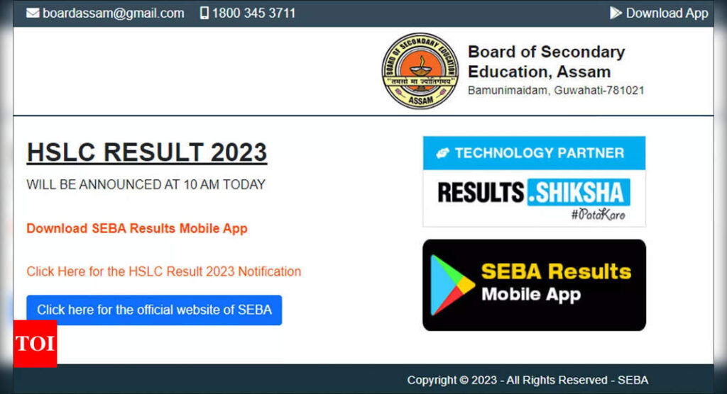 Seba HSLC Result 2023: Assam 10th Result to be released @ sebaonline.org