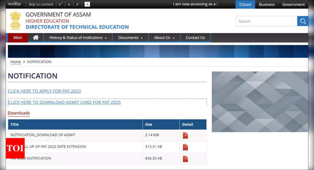 Assam PAT 2023 Admit Cards released; download here