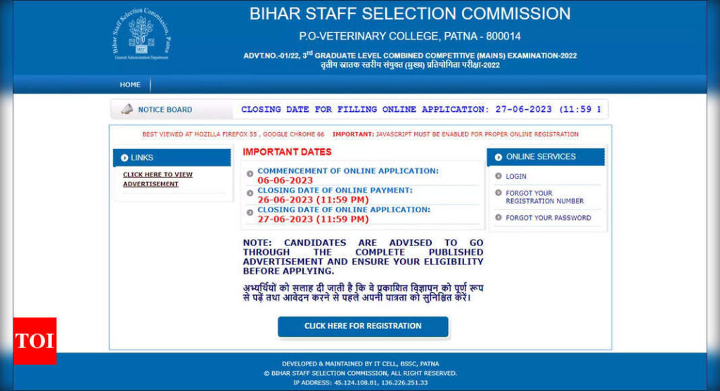 BSSC CGL Mains Exam 2023: Application dates and vacancy details revealed, check here