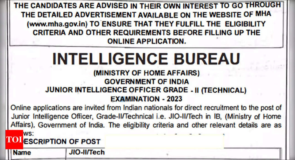 IB Recruitment 2023: Application for 797 JIO Positions to begin on June 23, details here