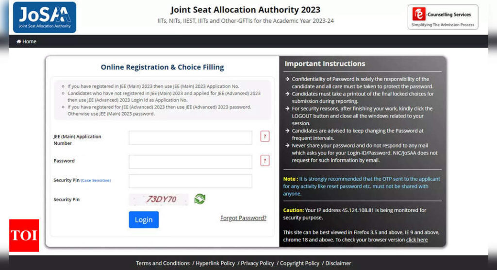 JoSAA Counselling 2023: Registration, choice filling ends today, apply here