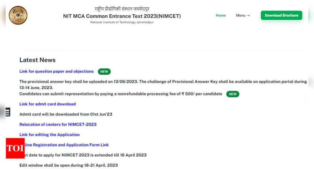 NIT MCA Common Entrance Test 2023 results to be declared today at nimcet.in