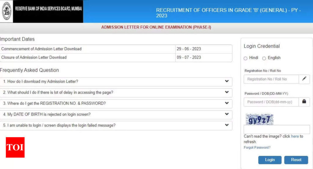 RBI Grade B Prelims Admit Card 2023 released on opportunities.rbi.org.in, direct link to download