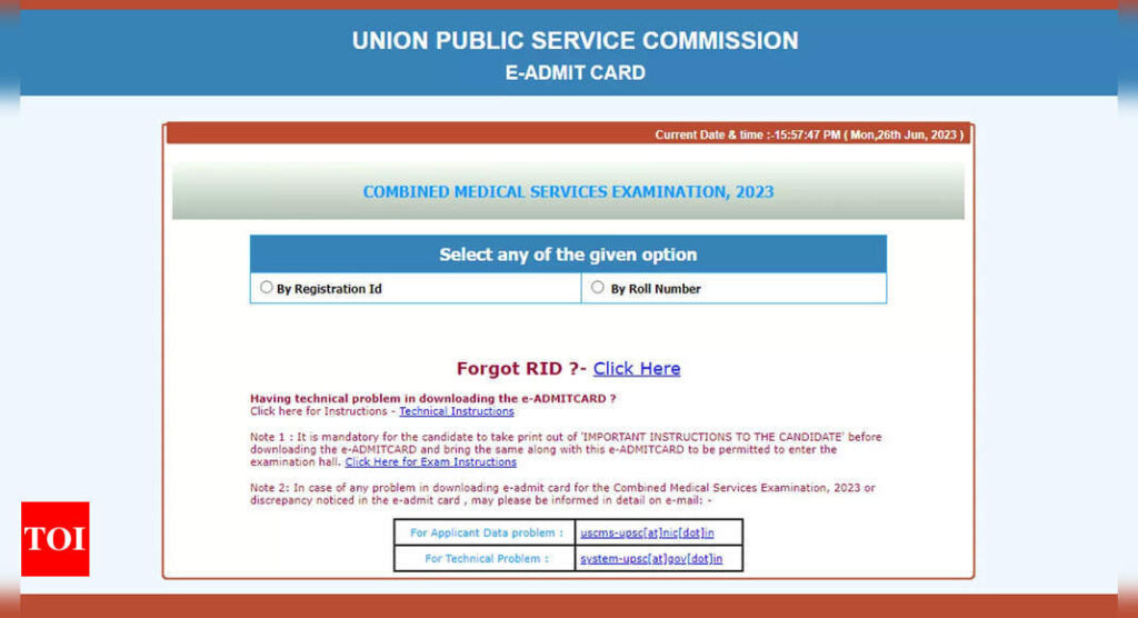 UPSC releases Admit Cards for CMS Examination 2023; download here