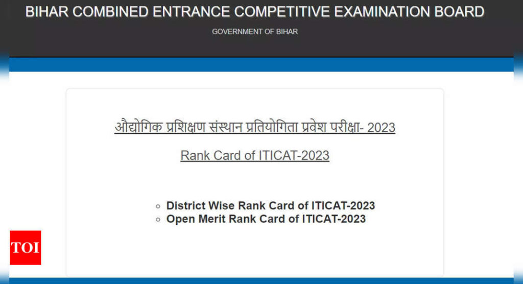 Bihar ITICAT result 2023 announced: Check your rank card here