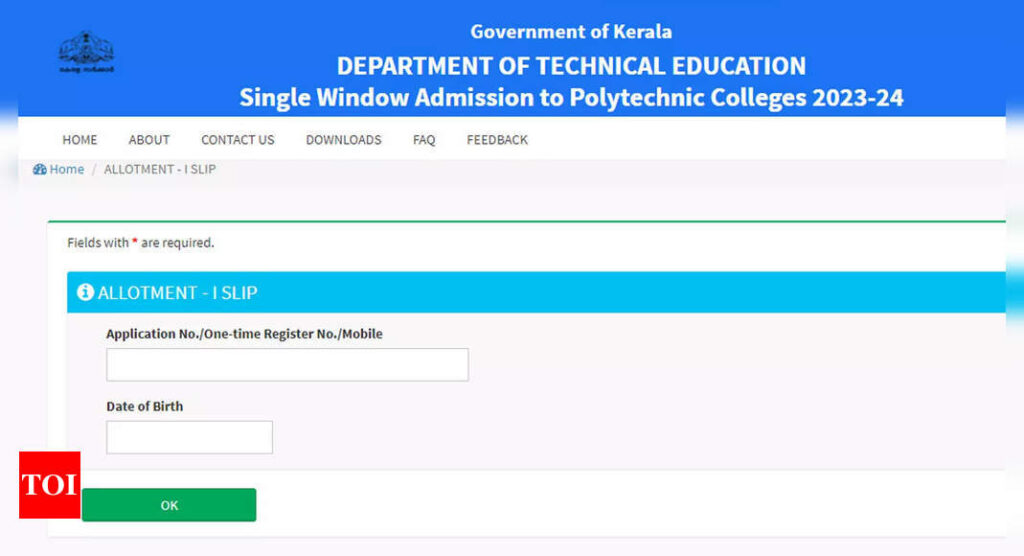 DTE Kerala Polytechnic First Allotment 2023 released on polyadmission.org; Direct link