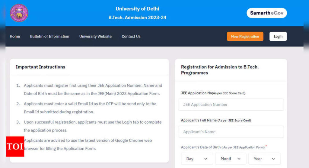 Delhi University opens registration for BTech admissions 2023, apply here