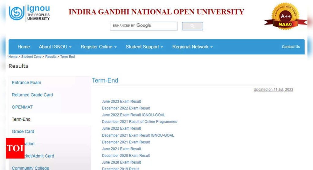 IGNOU Announces June TEE 2023 Results On Ignou.ac.in; Direct Link ...