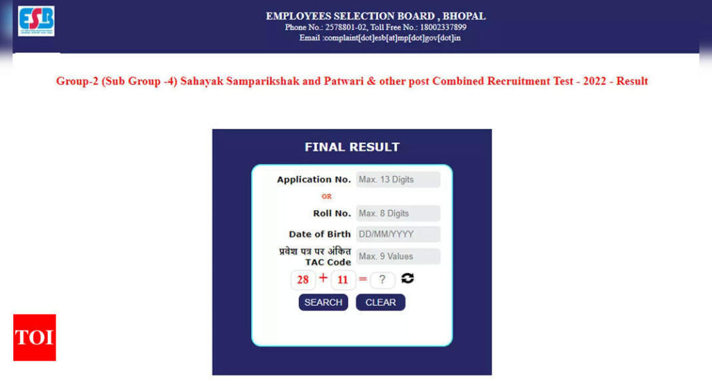 MPESB Patwari Results 2023 for Group 2, sub-group 4 announced; direct link