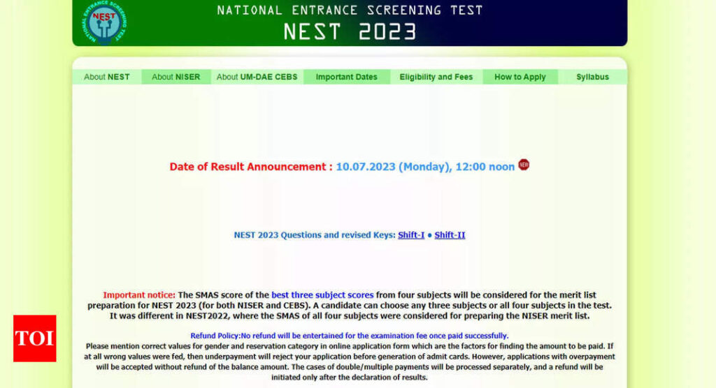 NEST 2023 results to be declared today on nestexam.in; direct link