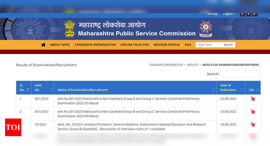 MPSC PSI, STI Results 2023 declared on mpsc.gov.in, download link here