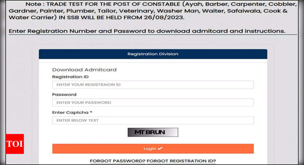 SSB Trade Test Admit Cards released on ssbrectt.gov.in; Download here