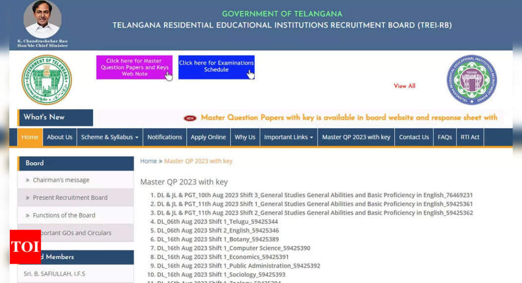 TREI-RB releases answer keys for 9210 teaching and non-teaching posts; Download at treirb.telangana.gov.in