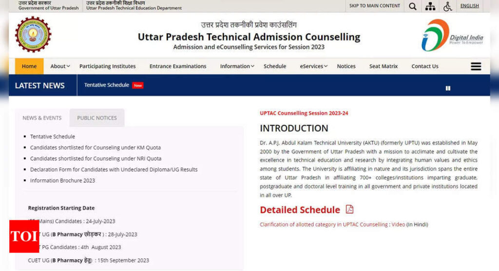 AKTU releases UPTAC BTech counselling schedule 2023; download here