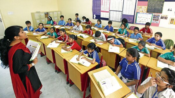 NOIDA, India July2012: Students in class room at the millennium school sec. 41 noida on Friday PHOTO BY RAJ K RAJ To go with HT School Survey2012, 13July2012