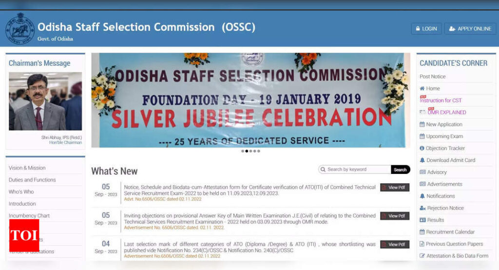 OSSC JE Main Answer Key 2023 released on ossc.gov.in, download link here