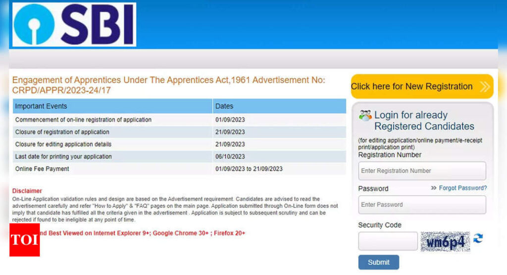 SBI Apprentice Recruitment 2023: Notification for 6160 vacancies released on sbi.co.in; apply here