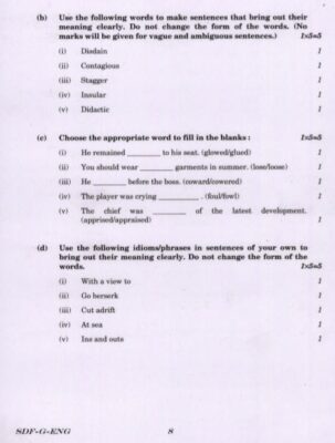 English Qualifying Question paper 2019