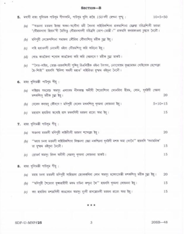 UPSC Question Paper Manipuri 2019 Paper 1