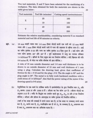 UPSC Question Paper Mechanical Engg. 2019 Paper 1