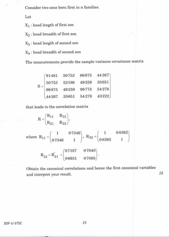 UPSC Question Paper Statistics 2019 Paper 1