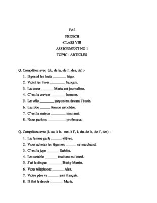 cbse class 8 french worksheet 1 what after college