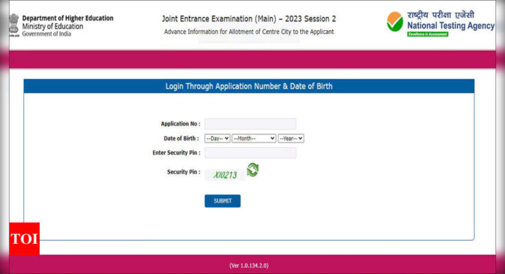 JEE Main 2023 session 2 City Intimation Slip released on jeemain.nta.nic.in; admit card soon